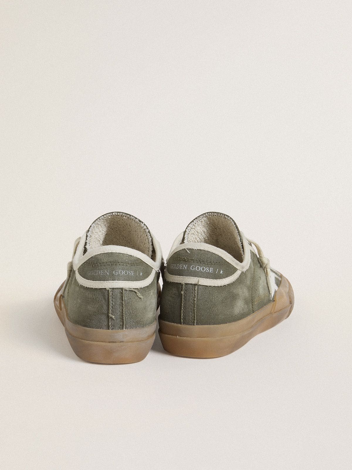 Golden Goose Women’s Super-Star LTD in green canvas with white leather star