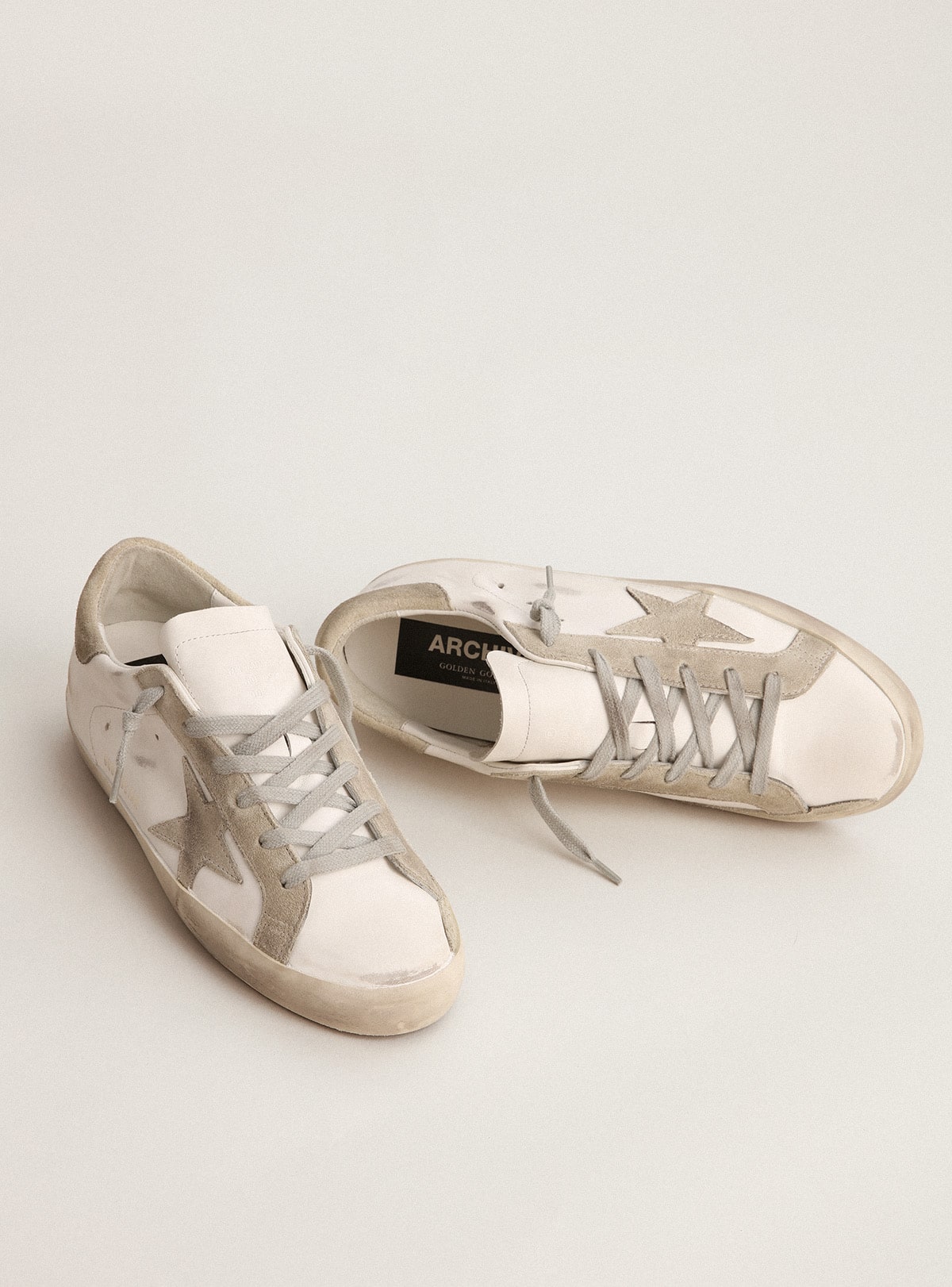 Golden Goose Women’s Super-Star with gray suede star and heel tab