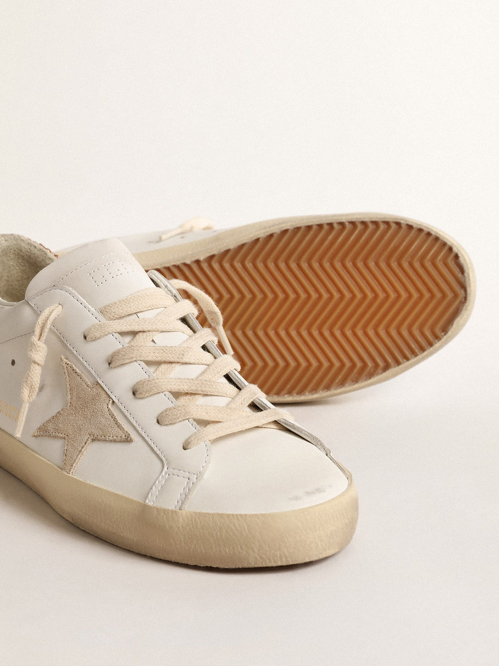 Golden Goose Women's Super-Star with a suede star and peach-pink glitter heel tab