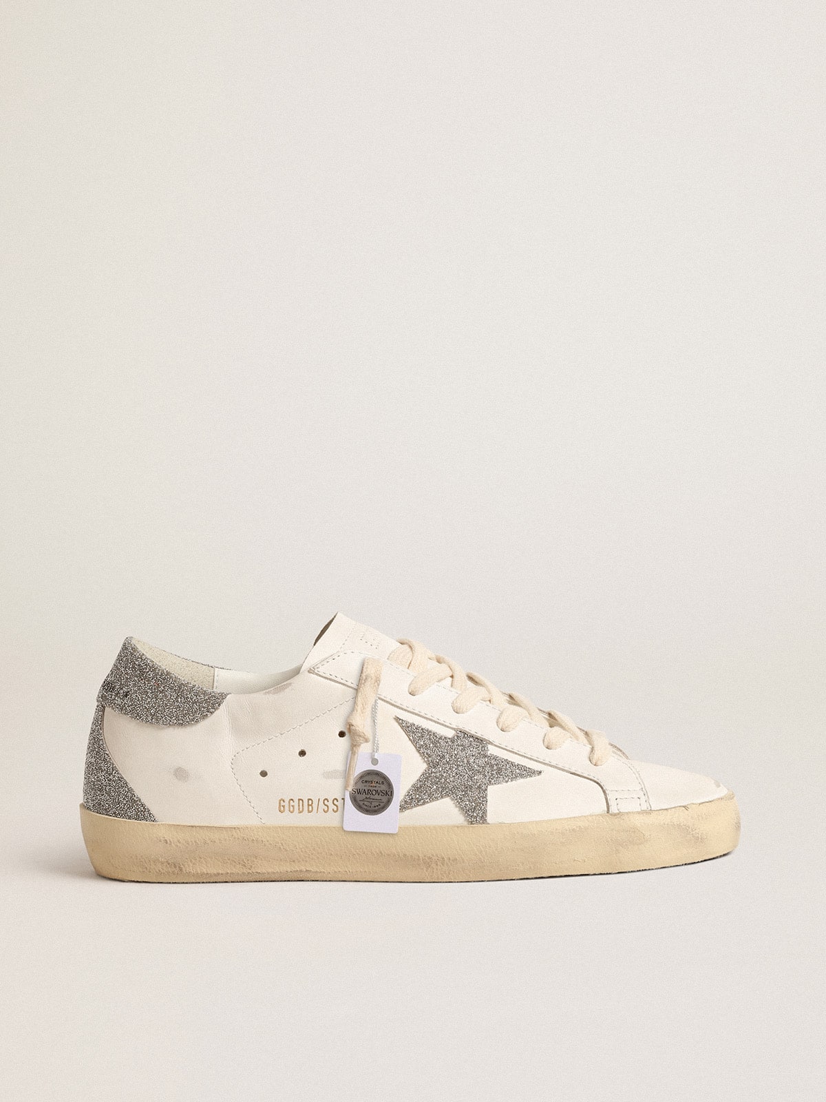 Golden Goose Women’s Super-Star with silver Swarovski crystal star and heel tab