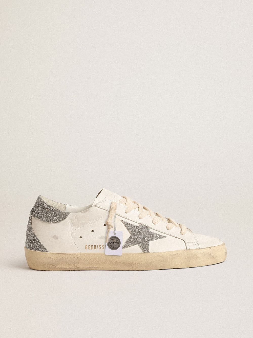 Golden Goose Women’s Super-Star with silver Swarovski crystal star and heel tab