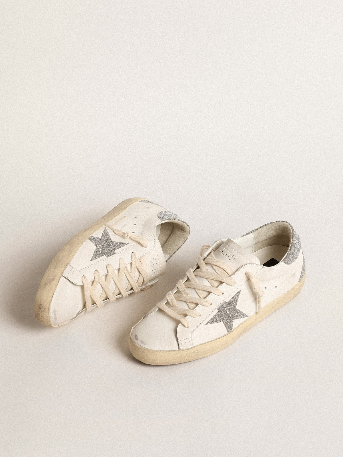 Golden Goose Women’s Super-Star with silver Swarovski crystal star and heel tab