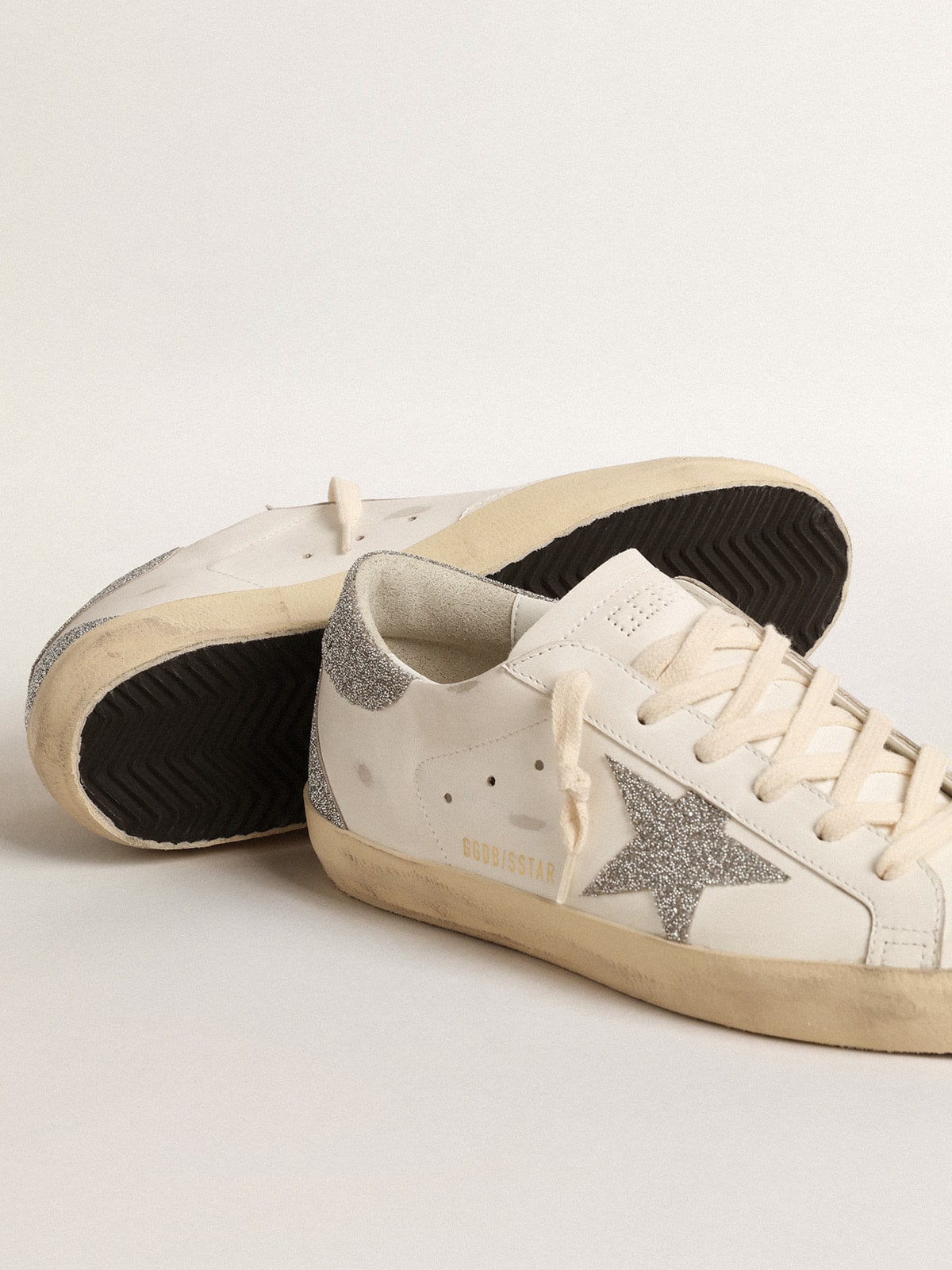 Golden Goose Women’s Super-Star with silver Swarovski crystal star and heel tab