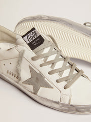 Golden Goose Women's Super-Star with silver sparkle foxing and metal stud lettering