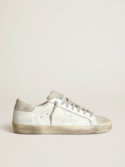 Golden Goose Women's Super-Star in white leather with perforated star and beige nubuck heel tab