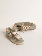 Golden Goose Women's Super-Star in platinum glitter with dove-gray suede star
