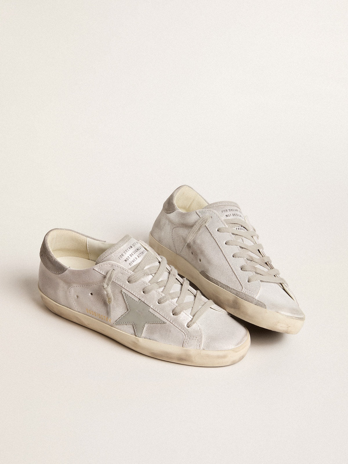 Golden Goose Super-Star sneakers in gray-white glitter-effect leather with leather star