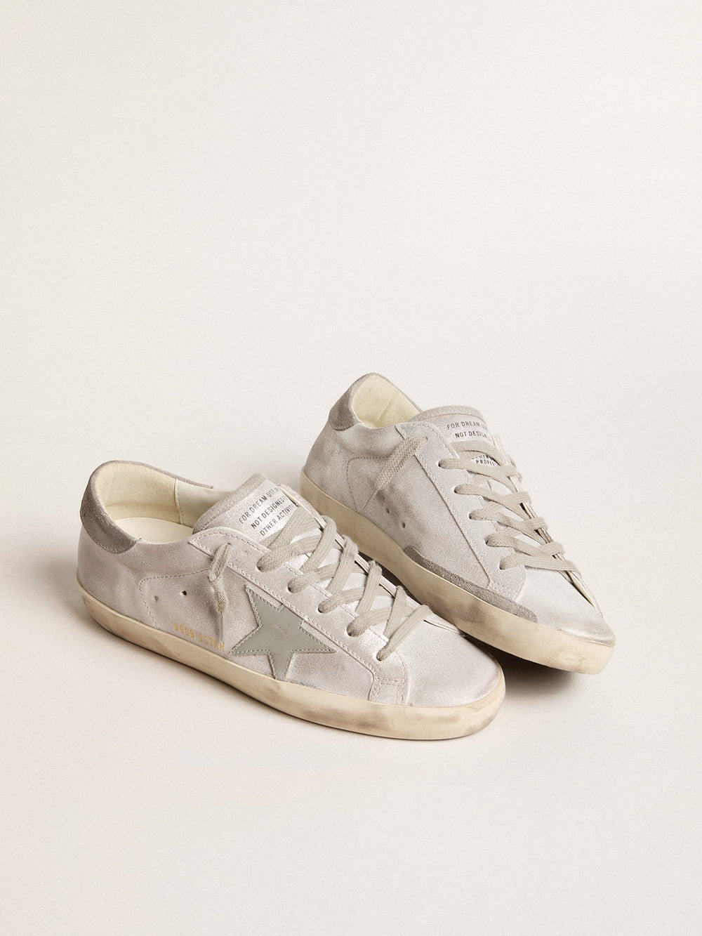 Golden Goose Super-Star sneakers in gray-white glitter-effect leather with leather star