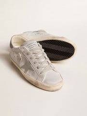 Golden Goose Super-Star sneakers in gray-white glitter-effect leather with leather star