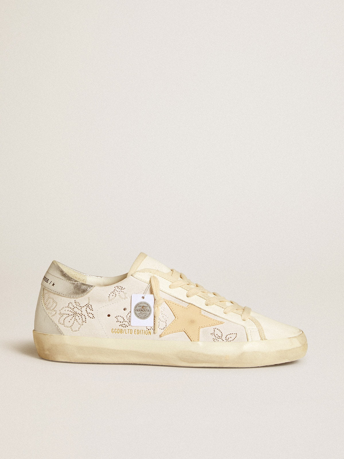 Golden Goose Women's Super-Star  with Swarovski crystals and smoke gray leather star