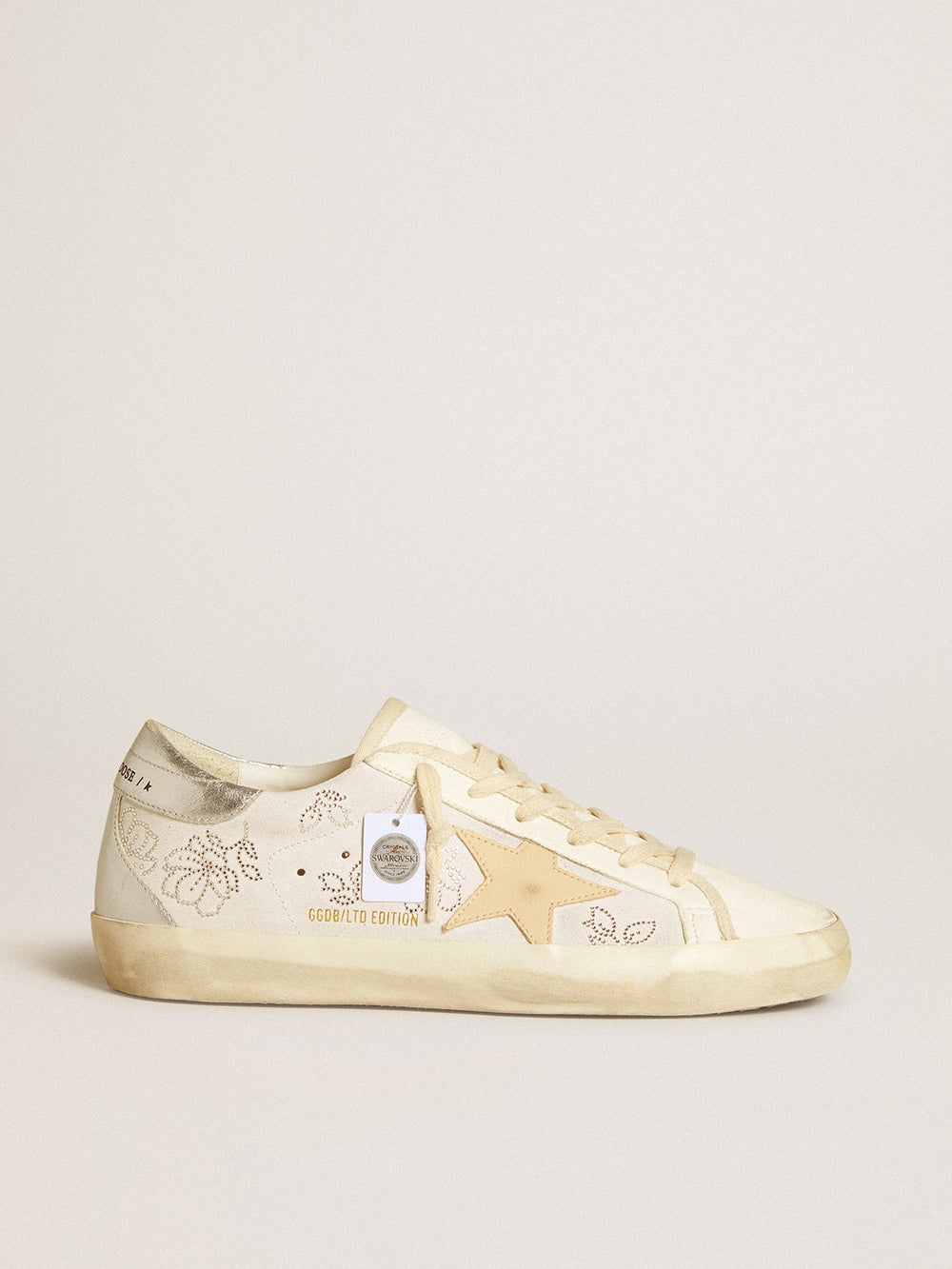 Golden Goose Women's Super-Star  with Swarovski crystals and smoke gray leather star