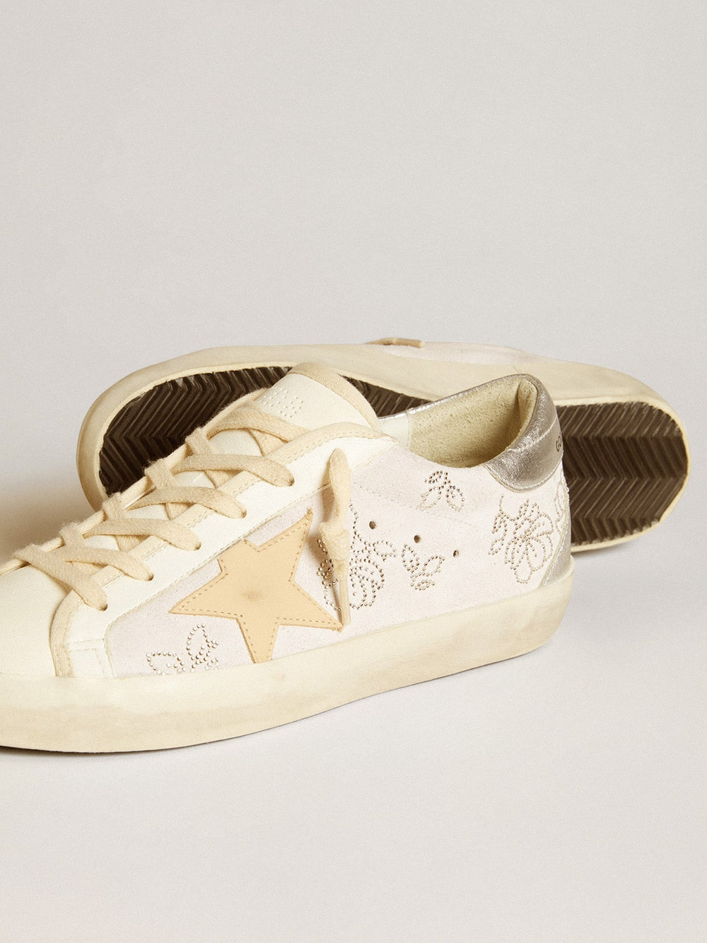 Golden Goose Women's Super-Star  with Swarovski crystals and smoke gray leather star