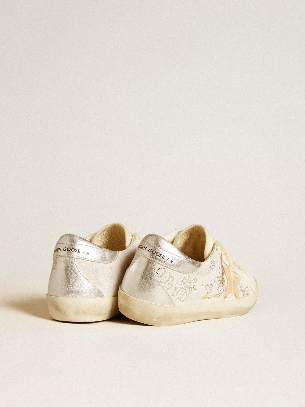 Golden Goose Women's Super-Star  with Swarovski crystals and smoke gray leather star