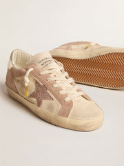 Golden Goose Woman's Super-Star in pale pink suede with suede star and platinum heel tab