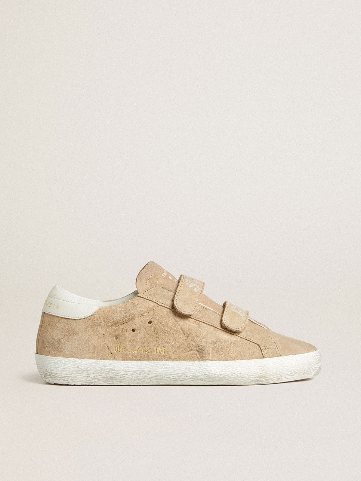 Golden Goose Women’s Old School in beige suede with white leather heel tab
