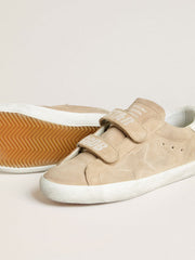 Golden Goose Women’s Old School in beige suede with white leather heel tab