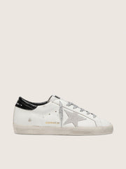 Golden Goose Women's Super-Star with white suede star and black croc-print leather heel tab