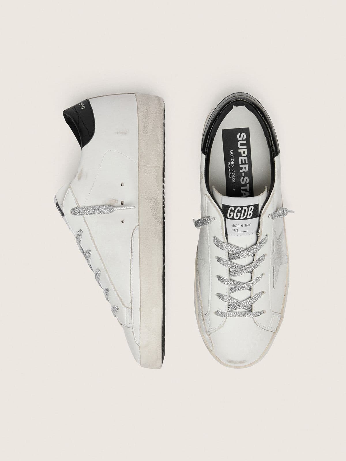 Golden Goose Women's Super-Star with white suede star and black croc-print leather heel tab