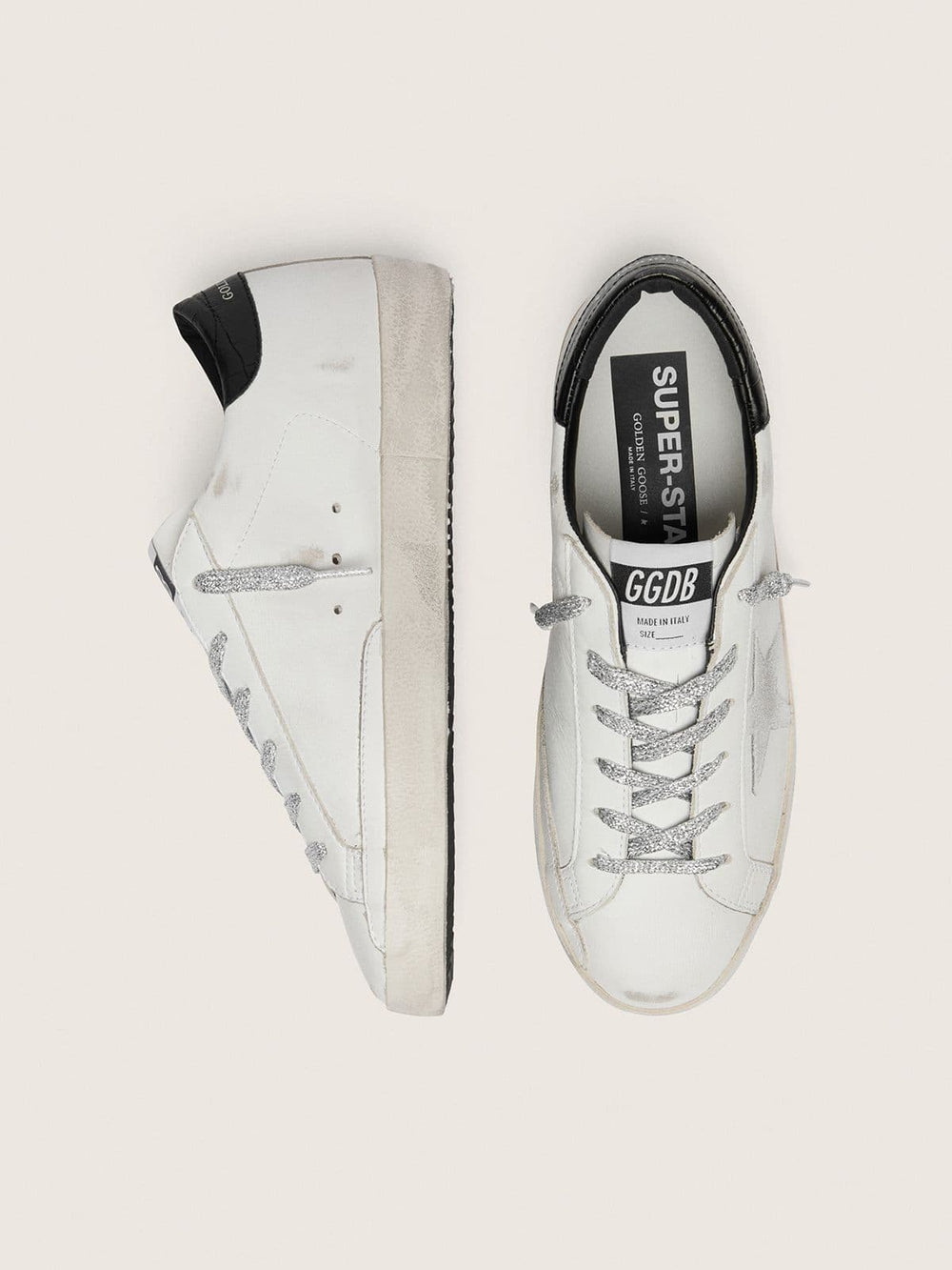 Golden Goose Women's Super-Star with white suede star and black croc-print leather heel tab