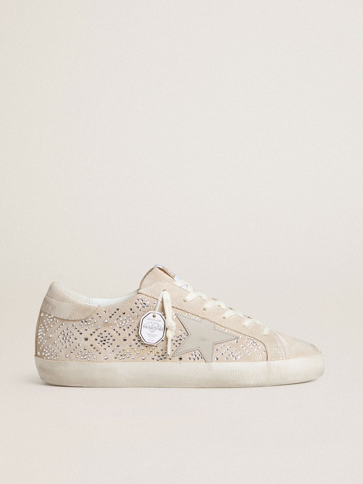 Golden Goose Women's Super-Star LTD in suede with Swarovski crystals and ice-gray leather star