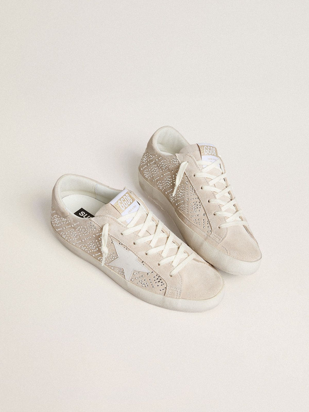 Golden Goose Women's Super-Star LTD in suede with Swarovski crystals and ice-gray leather star