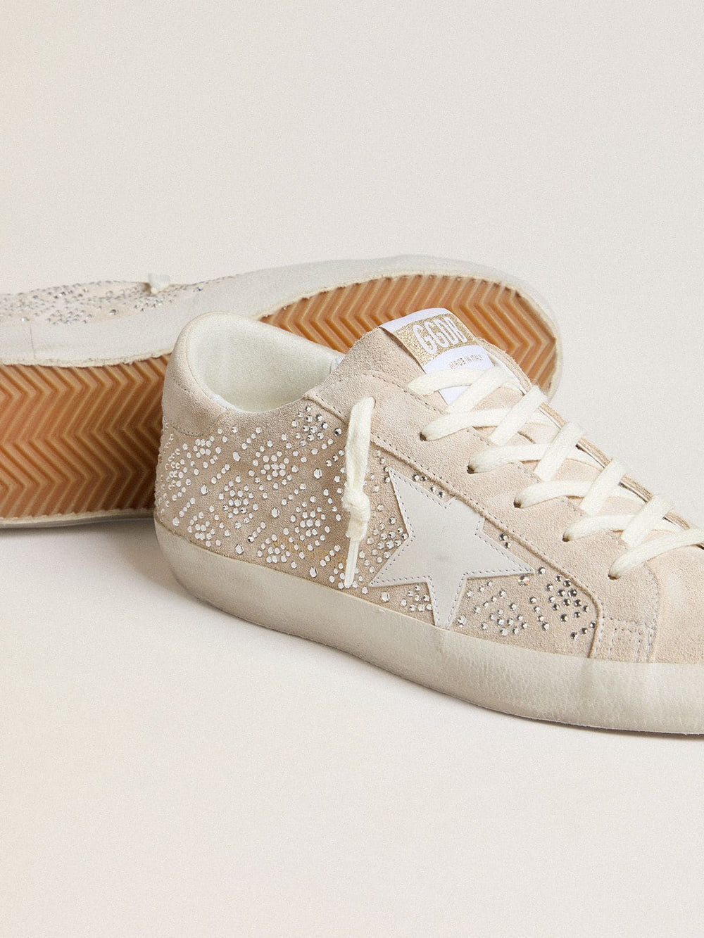 Golden Goose Women's Super-Star LTD in suede with Swarovski crystals and ice-gray leather star