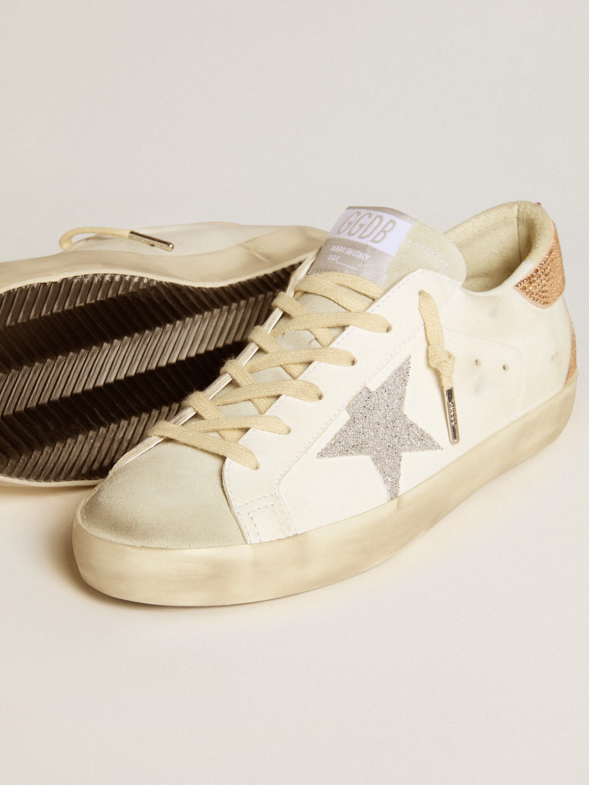Golden Goose Women’s Super-Star in leather with Swarovski crystal star and heel tab