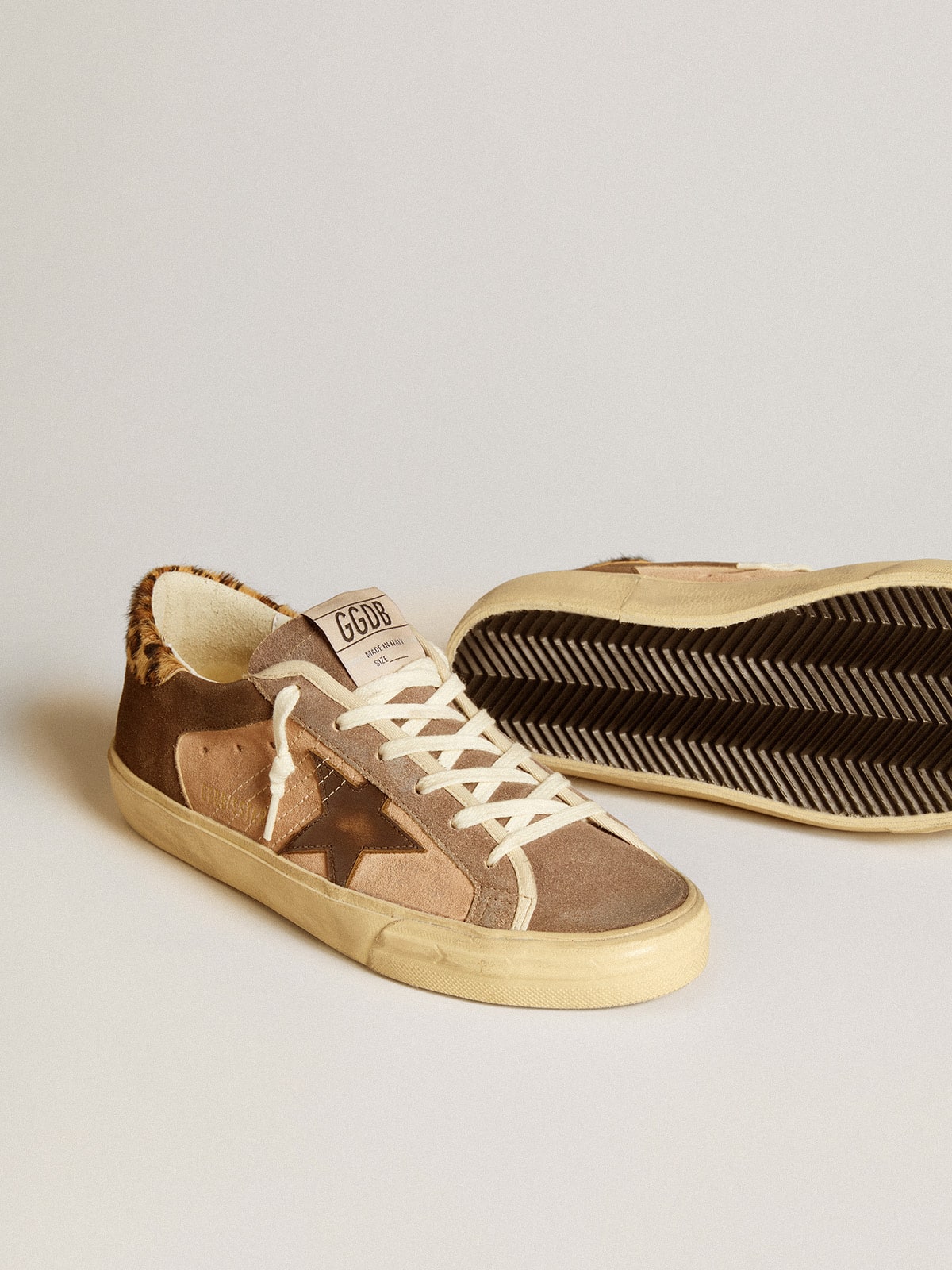 Golden Goose Women’s Super-Star in suede with leather star and pony skin heel tab