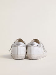 Golden Goose Women’s Super-Star with gray suede star and silver glitter inserts