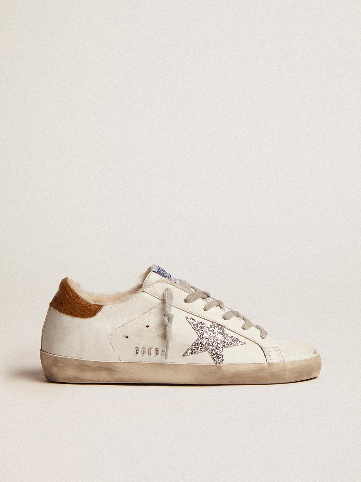Golden Goose Women's Super-Star with shearling lining and silver glitter star