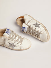 Golden Goose Women's Super-Star with shearling lining and silver glitter star