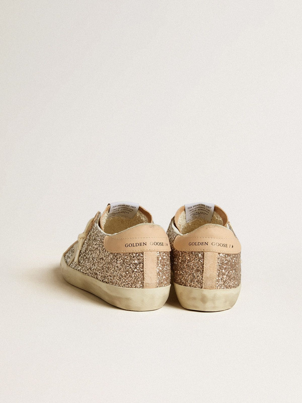Golden Goose Women’s Super-Star in silver glitter with leather star and heel tab