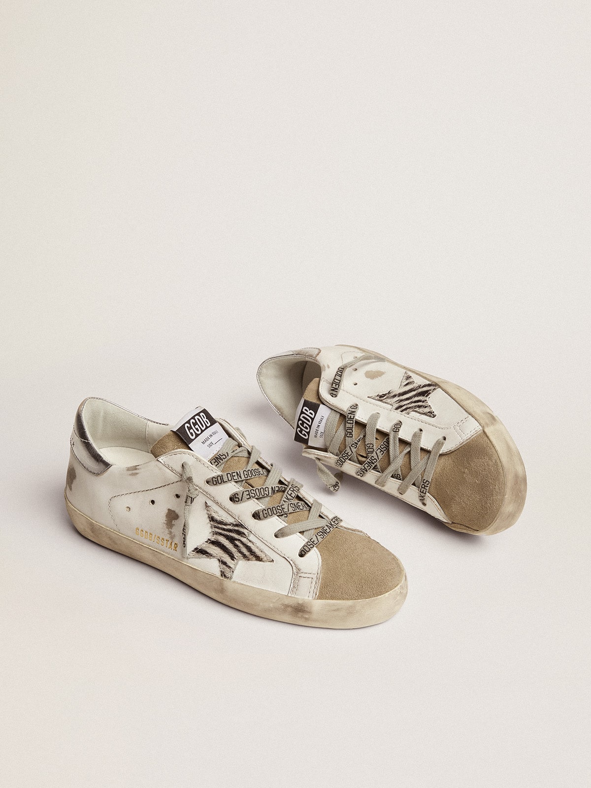 Golden Goose Women's Super-Star with zebra print pony skin star
