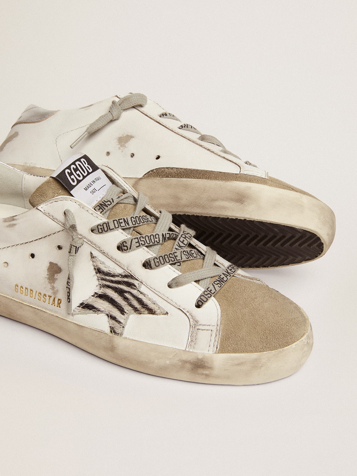 Golden Goose Women's Super-Star with zebra print pony skin star