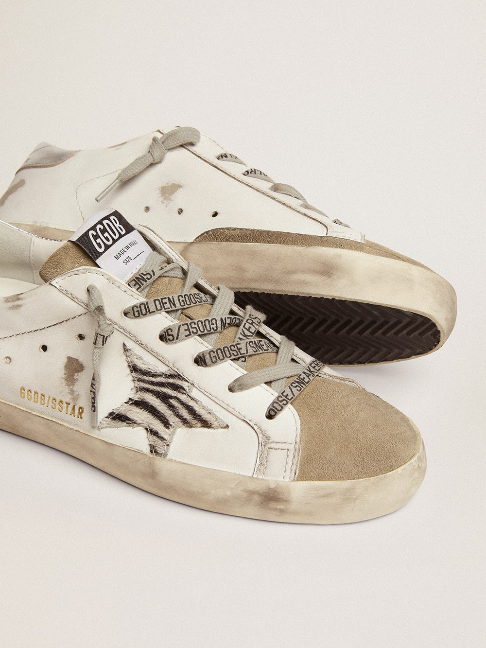 Golden Goose Women's Super-Star with zebra print pony skin star
