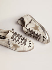 Golden Goose Women's Super-Star in white leather with gray suede star