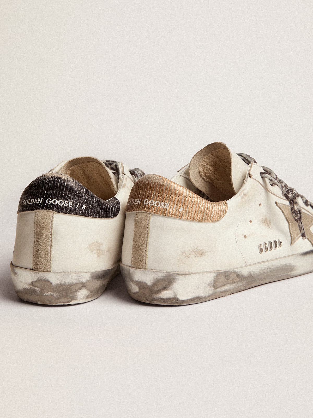 Golden Goose Women's Super-Star in white leather with gray suede star