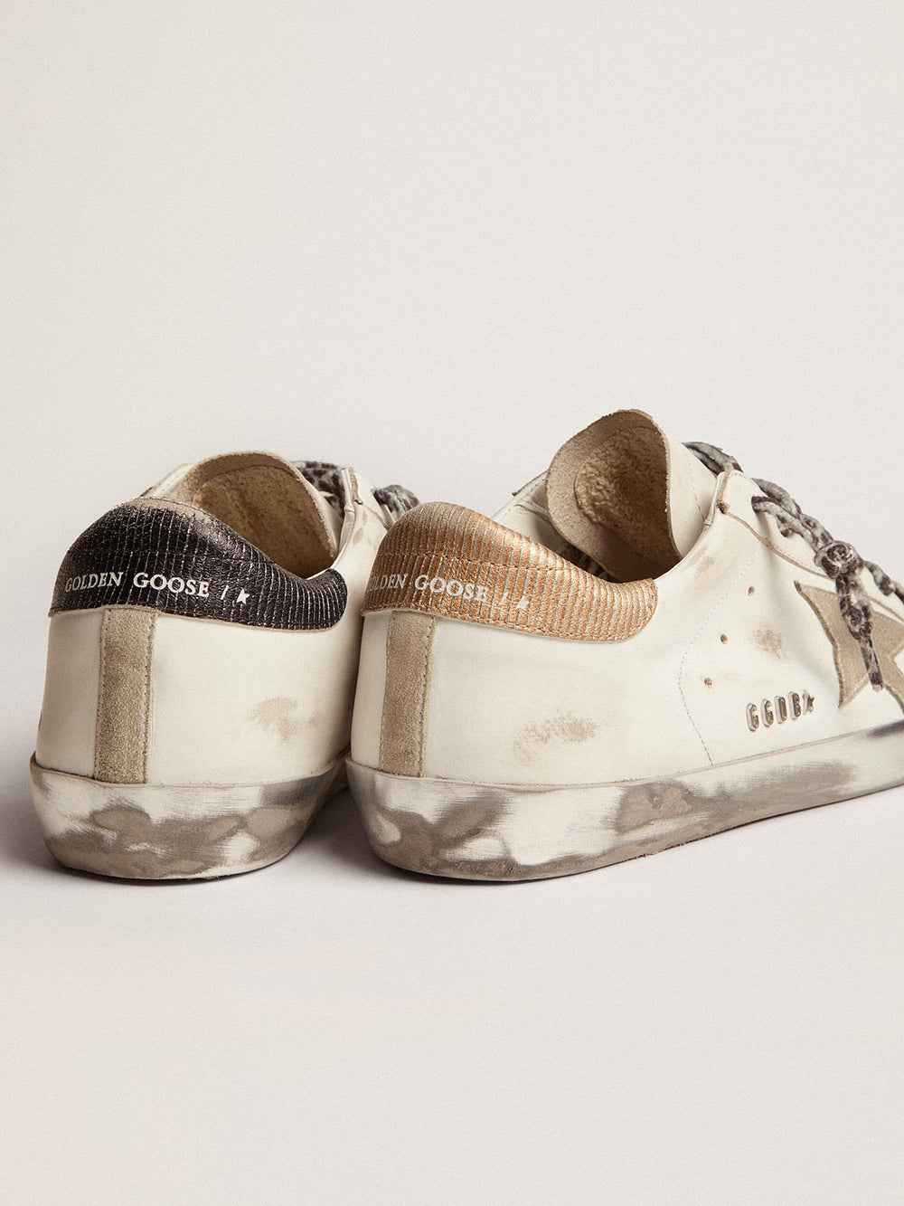 Golden Goose Women's Super-Star in white leather with gray suede star