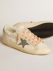 Golden Goose Super-Star LTD in leather with beige suede star with Swarovski studs