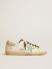 Golden Goose Women's Super-Star with gray glitter star and nude leather heel tab