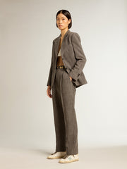 Golden Goose Women's Super-Star with gray glitter star and nude leather heel tab