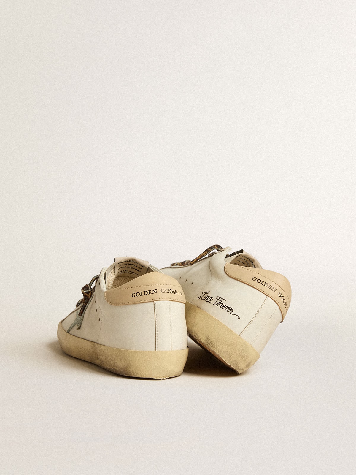 Golden Goose Women's Super-Star with gray glitter star and nude leather heel tab