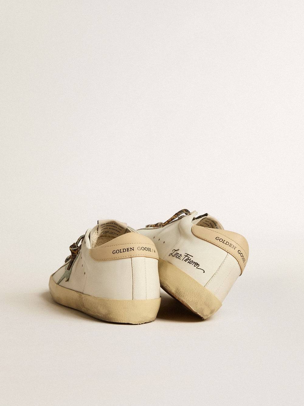Golden Goose Women's Super-Star with gray glitter star and nude leather heel tab