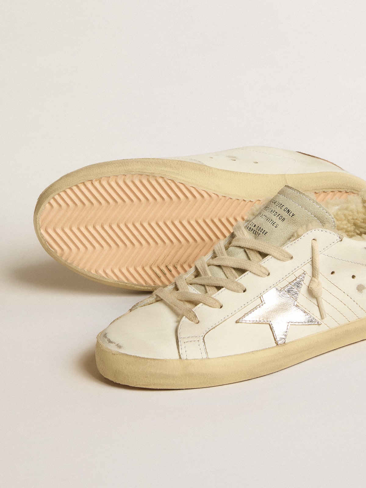 Golden Goose Super-Star with silver leather star and crocodile-print leather heel tab
