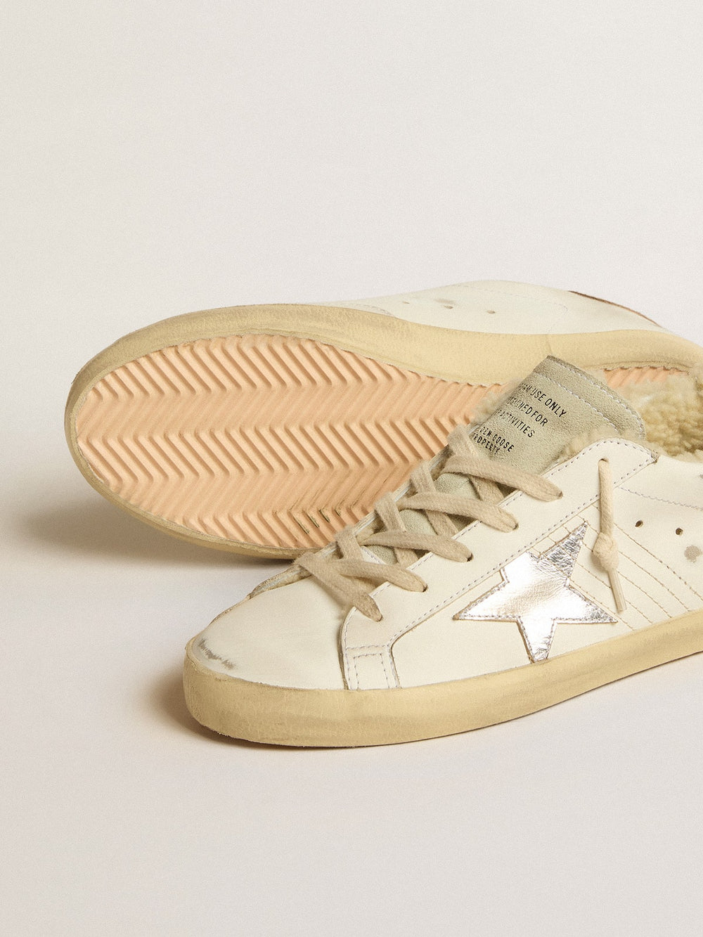 Golden Goose Super-Star with silver leather star and crocodile-print leather heel tab