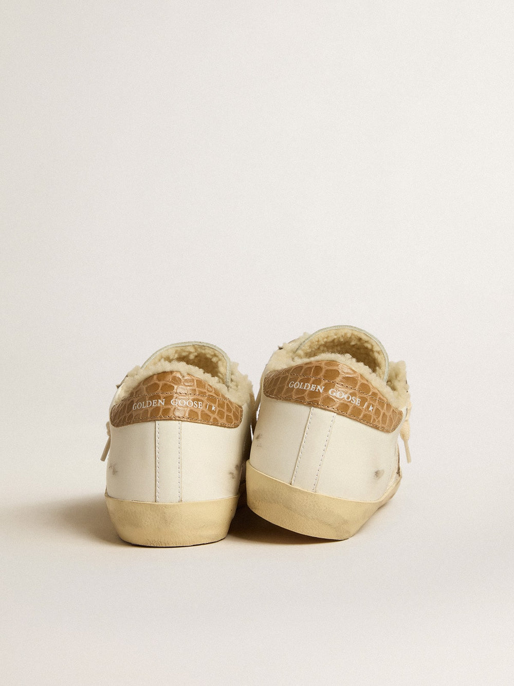 Golden Goose Super-Star with silver leather star and crocodile-print leather heel tab
