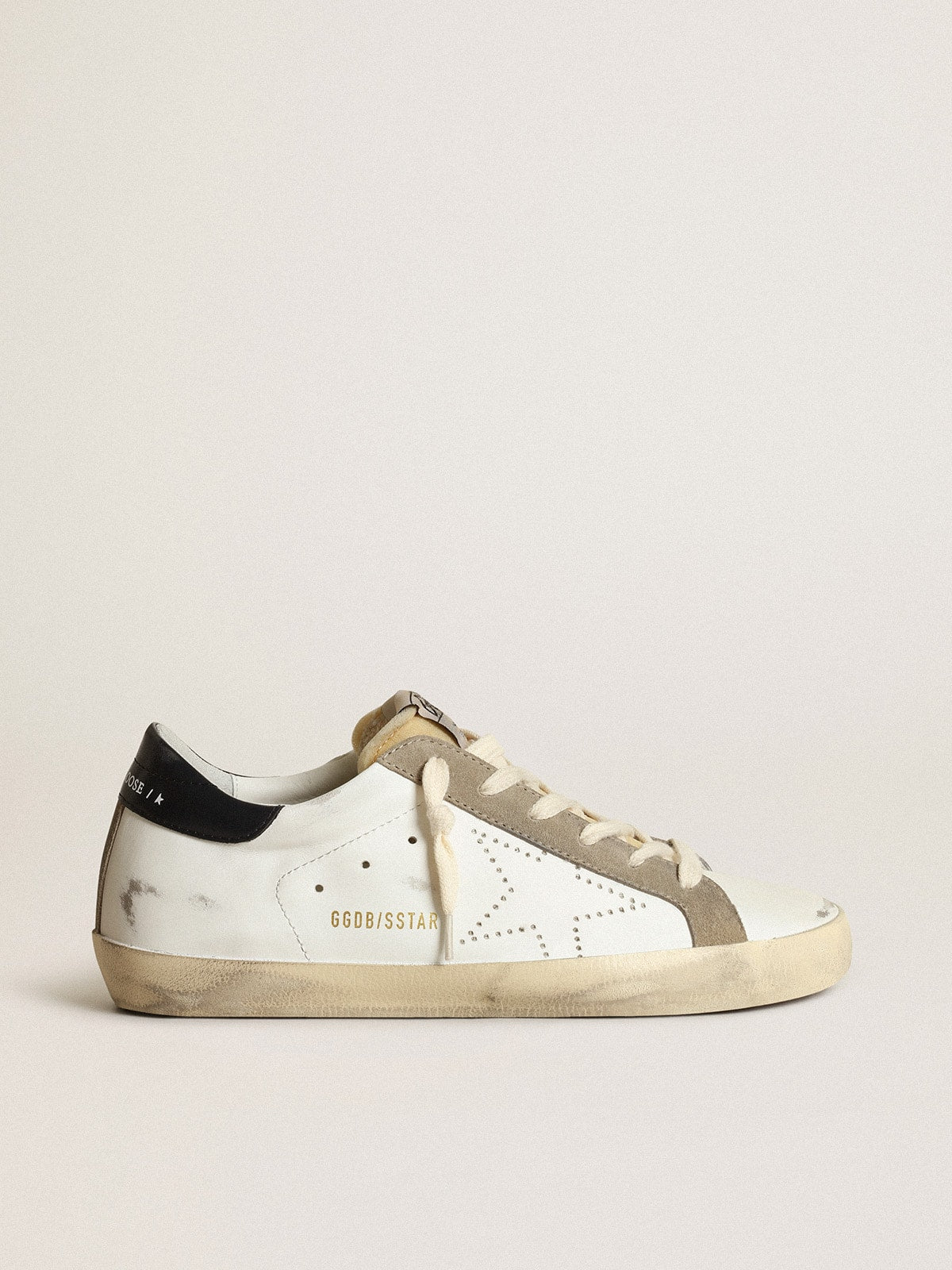 Golden Goose Women's Super-Star with perforated star and midnight blue heel tab