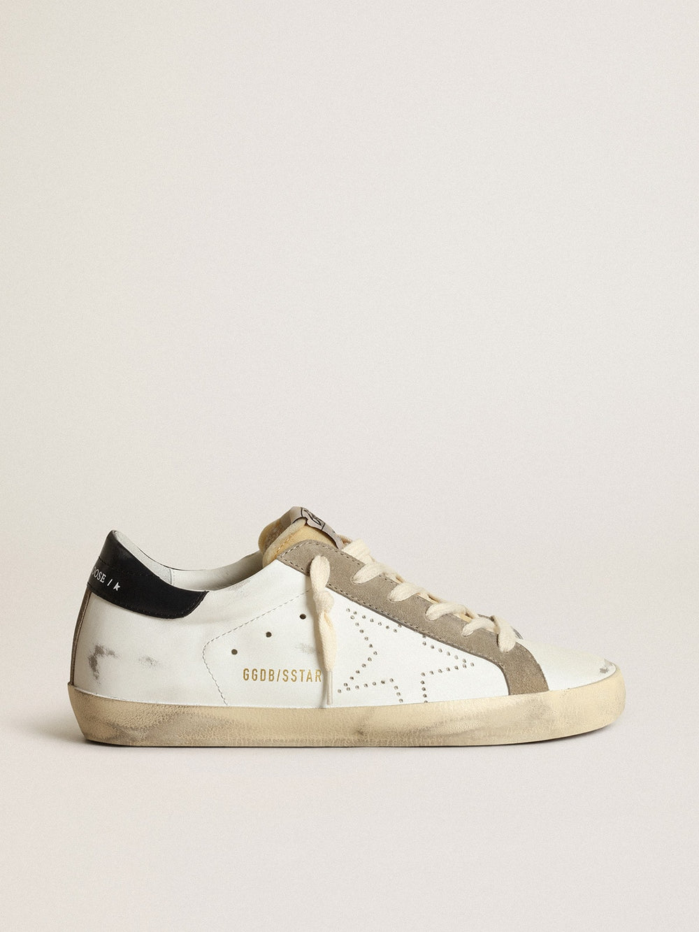 Golden Goose Women's Super-Star with perforated star and midnight blue heel tab