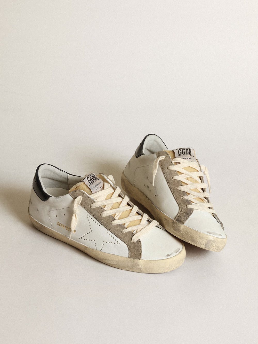 Golden Goose Women's Super-Star with perforated star and midnight blue heel tab