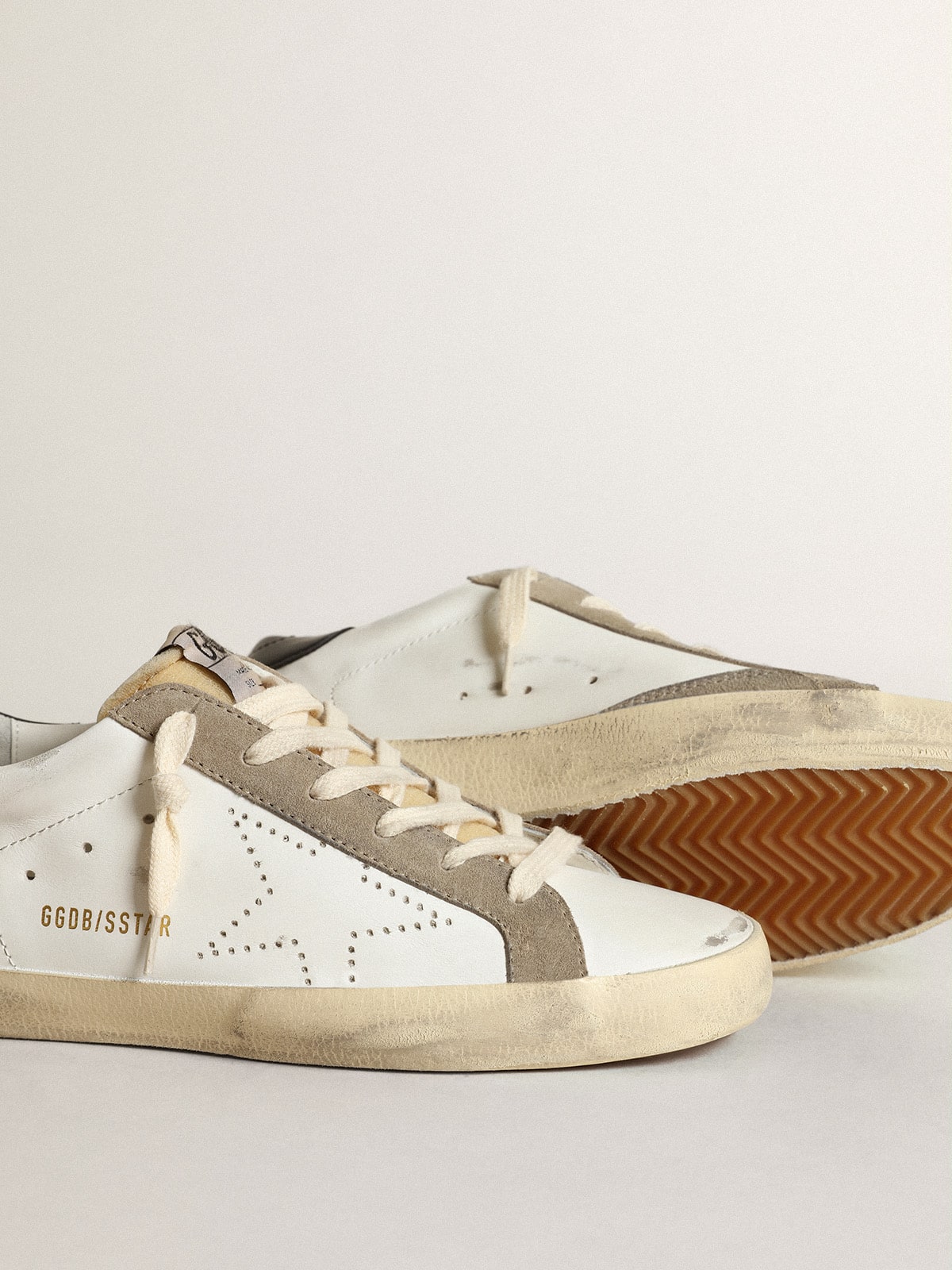 Golden Goose Women's Super-Star with perforated star and midnight blue heel tab